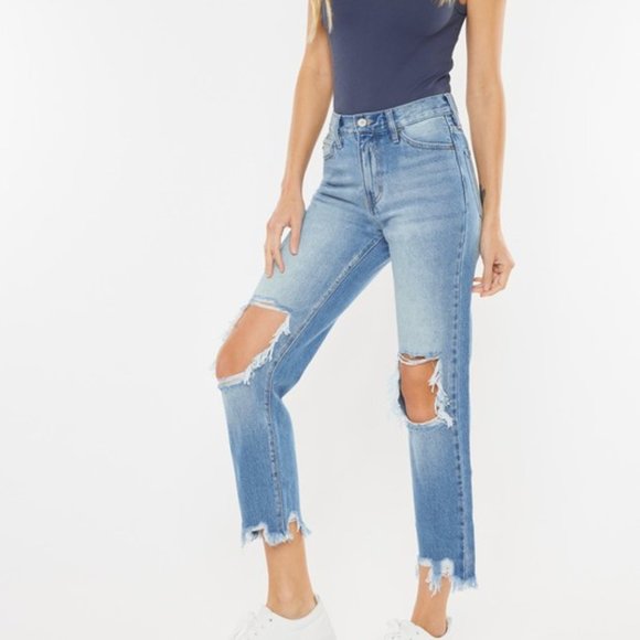 KAN CAN USA- HIGH RISE CHEWED UP MOM JEAN - Picture 6 of 13